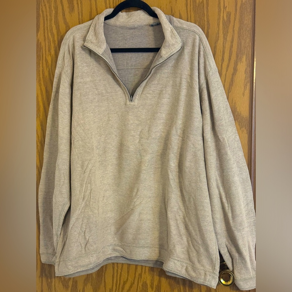 Men’s Indigo Palms Size XXL Pullover 1/4 Zip Sweater. Color Taupe